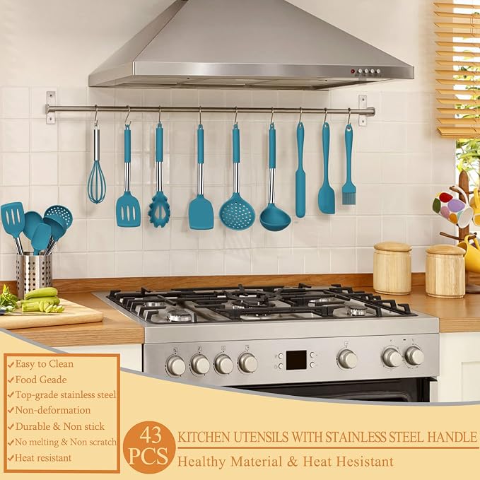 Silicone Kitchen Utensils Set, Umite Chef 43 pcs Cooking Utensils for Nonstick Cookware, Kitchen Tools-Silicone Utensil for Cooking Kitchen Set for Home Kitchen Accessories Set - Image 7