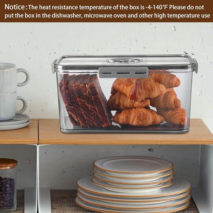 Gifhomfix Bread Box Bread Boxes for Kitchen Counter Airtight, Time Recording Bread Storage Container with Lid, Bread Keeper for Homemade Bread, Toast, Bagel, Donut and Cookies, LARGE Dark Grey - Image 7