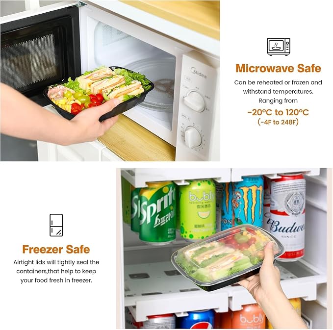 Glotoch Express 32oz 1-Compartment Meal Prep Containers with Lids, Durable BPA-Free Plastic Meal Prep Boxes, Microwave/Freezer/Dishwasher Safe, 150 Pack - Image 8