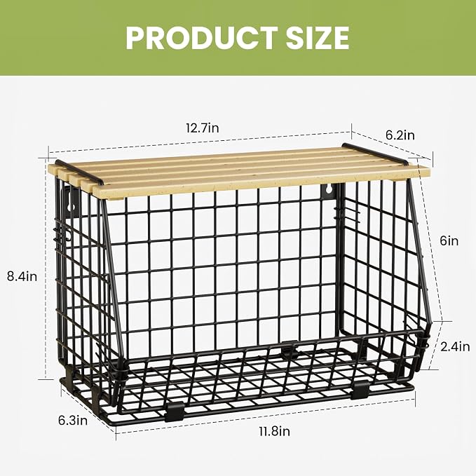 Hanging Fruit Basket for Kitchen, 3 Pack Vegetable Produce Basket | Wall Mounted & Countertop Wire Storage Basket for Potato Onion Fruits Vegetables, Pantry Organizers Storage - Image 8