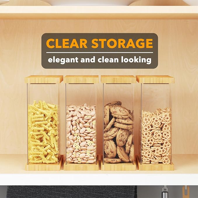 SpaceAid Bamboo Food Storage Container - Airtight Cereal Containers with Lids, Kitchen Cereal Canisters Pantry Organizers and Storage for Rice, Flour, Coffee, Snack, Small 2 Pack - Image 5