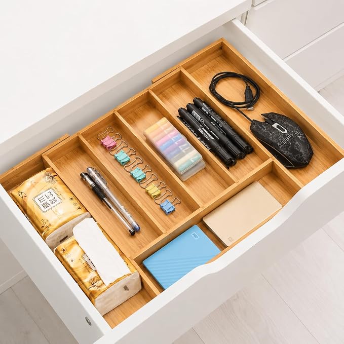 MASS DYNAMIC Bamboo Expandable Cutlery Tray (7 Compartments (5S & 2L)) - Image 7