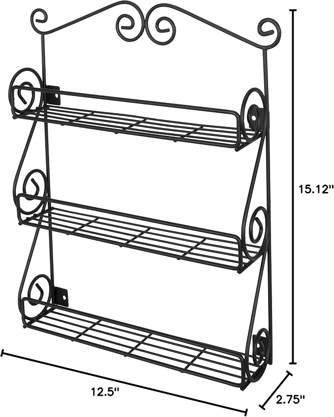 Spectrum Diversified Scroll Wall-Mounted Traditional Spice Rack Organizer for Cabinet & Kitchen, 3-Tier, Beauty & Nail Polish, 43710 - Image 11