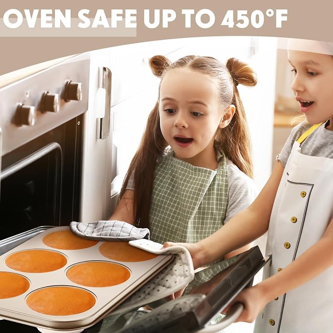 6 Pack Jumbo Nonstick Muffin Baking Pan Muffin Tins Heavy Duty Cupcake Tin Gold Carbon Steel Cup Cake Tray for Baking Cupcakes, Dishwasher Safe Small Muffins Tarts - Image 6