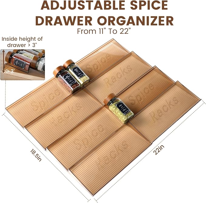 2 Pack Spice Rack with 24 Spice Jars, 4OZ Wood Lid Spice Containers with Expandable Spice Organizer Shelf, Spice Labels, Pepper Grinder Lids, Chalk Marker & Funnel Set for Drawer Kitchen Countertop - Image 7