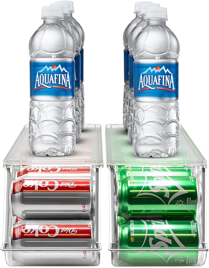 Sorbus Soda Can Organizer for Refrigerator – Stackable Can Dispenser with Lid for Fridge, Pantry, or Freezer – Holds 12 Cans Each, BPA-Free Clear Drink Organizer (4-Pack) - Image 7