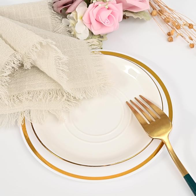 36 Pack Line Cloth Napkins, 16 x 16 Inch Cotton with Fringe Settings | Handmade washable reusable cotton dinner napkins in bulk for weddings, parties, rustic boho table settings - Image 8