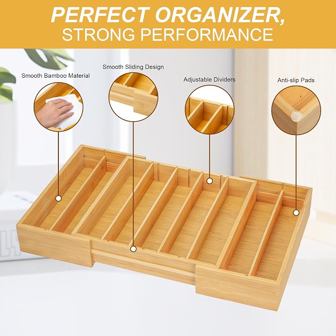 MinBoo Bamboo K Cup Holder for Drawer or Countertop Coffee Pod Holder Expandable K Cup Pod Storage Tea bag organizer K Cup Storage for Coffee Station Home Office and Kitchen - Image 7