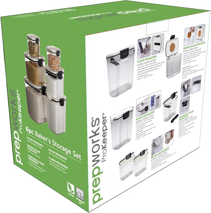 Progressive ProKeeper Baker's Airtight Kitchen Storage Canister Container Set for Flour, Sugar & More, Keeps Ingredients Fresh, with Accessories (Black, 6- Piece) - Image 4
