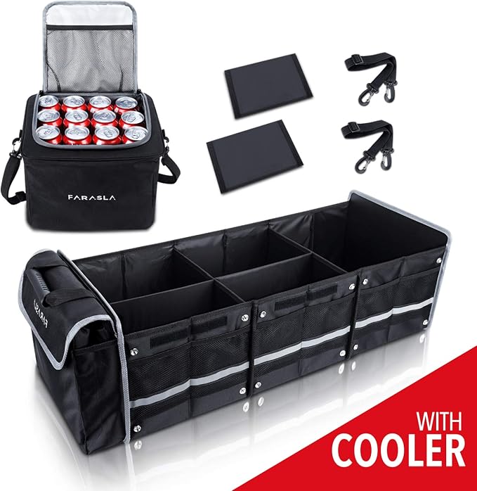 Waterproof Car Trunk Organizer with Cooler Bag | Collapsible Storage, Foldable Cover, Removable Leakproof Cooler, Adjustable Securing Straps, Fits SUVs and Trucks - Image 8