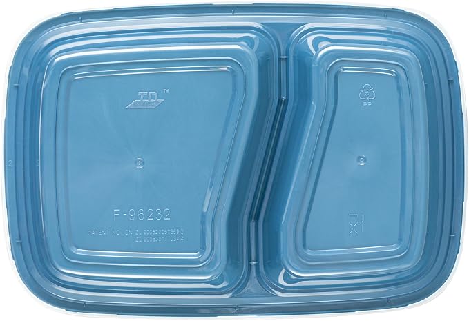 Restaurantware-Asporto 26 Ounce Compartment Take Out Boxes, 100 Microwavable Meal Prep Containers - 2 Compartments, With Clear Plastic Lids, Midnight Blue Plastic Food Containers, Do Not Contain BPA - Image 17