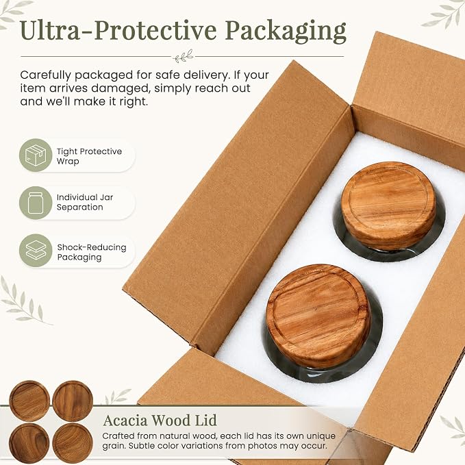 CONNOO 2Pcs-66oz Glass Storage Containers with Lids | Acacia Wood Lids, Keep Pantry Organized with Flour, Sugar, Coffee Beans, Pasta, Cereal & Dry Foods, Includes 120 Labels - Image 7