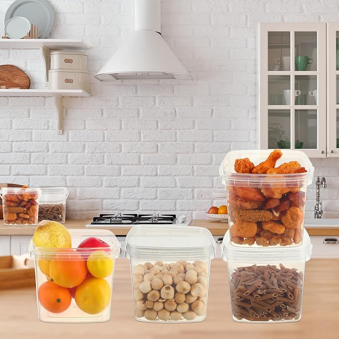 24 Pcs 101 oz Square Deli Containers with Lids and Handles, Clear Plastic Storage Buckets, Stackable Reusable Food Containers for Meal Prep, Snacks, Craft Supplies, Toys, Kitchen, Pantry, Restaurant - Image 7