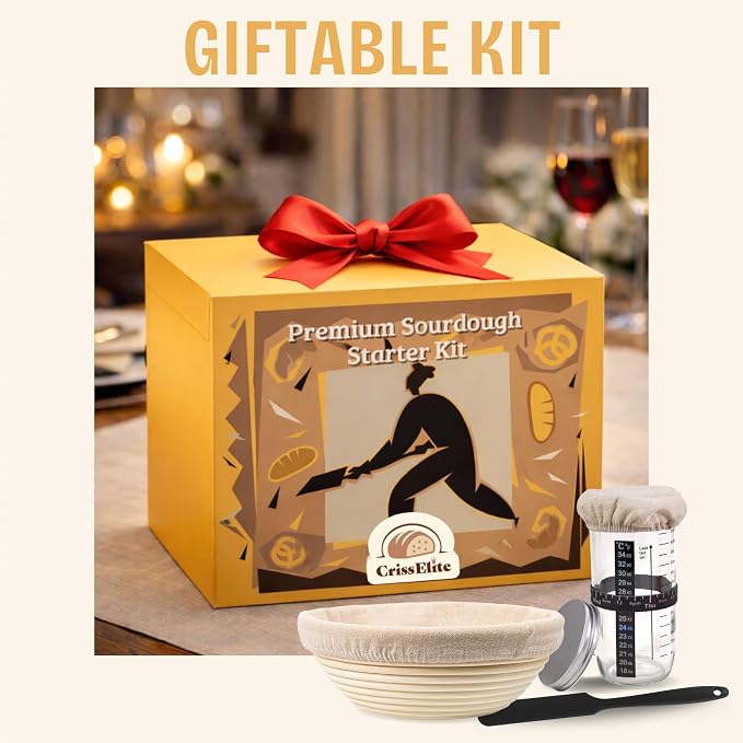 Sourdough Starter Kit for Beginners – 9” Banneton Bread Proofing Basket with 24oz Glass Sourdough Starter Jar & Sourdough Bread Baking Supplies, Easy No-Fail Kit, Gift for Home Bakers - Image 9