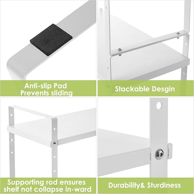 Across-Star Expandable Cabinet Shelf Organizer Rack, Stackable Kitchen Counter Storage Shelves Stand, Adjustable Height Pantry Shelf Spice Rack (White, 1 Pack) - Image 7