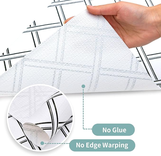 Drawer and Shelf Liner for Kitchen Cabinet: 17 in X 30 Ft Non Slip | Shelf Paper Non Adhesive Refrigerator Liners Black and White Squares Easy Liners for Bathroom - Image 9