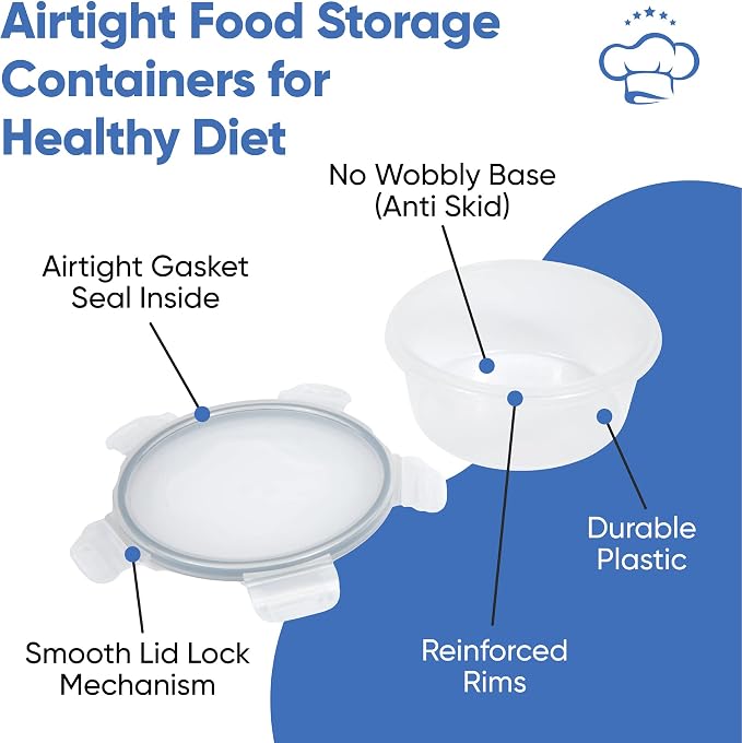 Chef's Path 32 Piece Airtight Food Storage Containers with Easy Snap Lids, 16 Containers and Lids, Stackable Kitchen and Pantry Canisters for Meal Prep and Food Storage - Transparent - Image 9