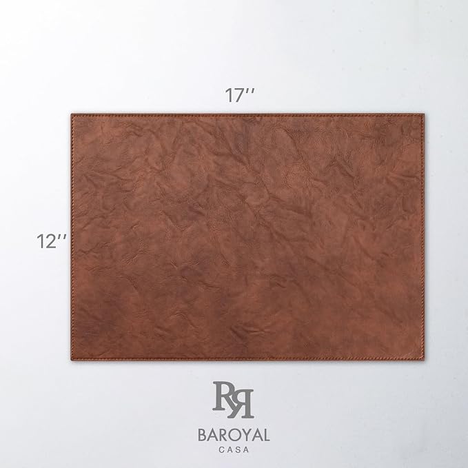 Baroyal Faux Leather Placemats Set of 8 Vinyl Washable Wipeable Table Mats for Kitchen Dining Table Heat Resistant Waterproof Indoor/Outdoor Placemats Non-Slip Easy Clean Place Mats (Reddish Brown) - Image 6