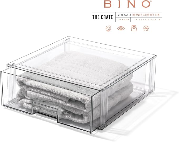 BINO | Stackable Storage Drawers, X-Large - Clear | THE CRATE COLLECTION | Storage Bins With Drawers | Bathroom Organizers | Under Sink Organizer | Vanity Cabinet Home Organization - Image 3