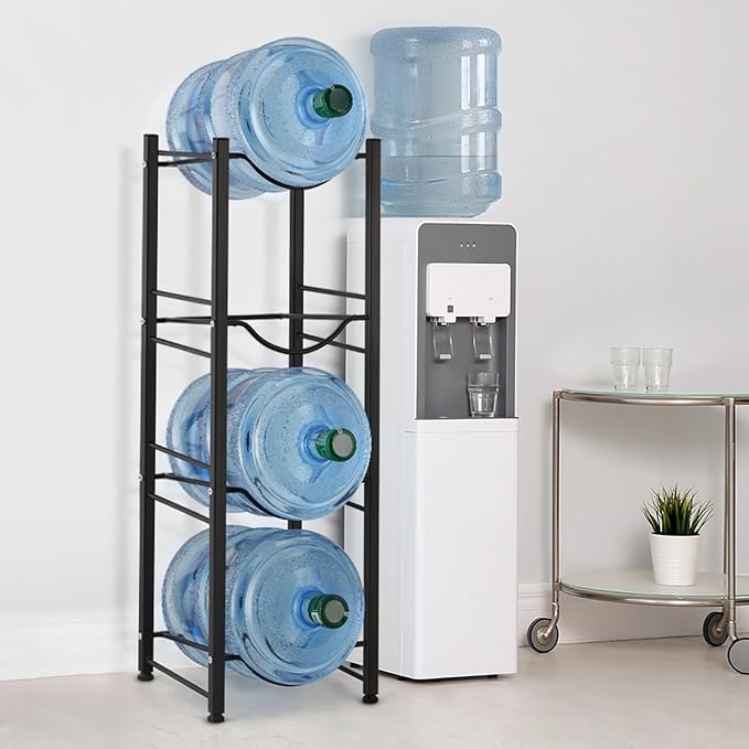 smusei 5 Gallon Water Bottle Holder 4 Tier Water Cooler Jug Stand Storage with 4 Slots for 5 Gal Water Dispenser Black Water Bottle Organizer Rack Metal for Office, Kitchen, Home - Image 7