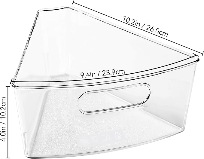 Oubonun Lazy Susan Organizers Set of 4, 10.2”x 9.4”x 4” Plastic Transparent Kitchen Cabinet Storage Bins with Handle, 4" Deep Container, 1/8 Wedge - Food Safe, without BPA - Image 7