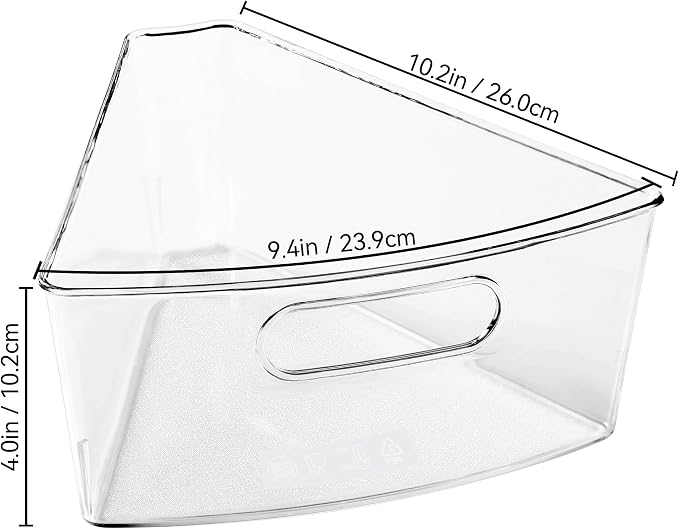 Oubonun Lazy Susan Organizers Set of 4, 10.2”x 9.4”x 4” Plastic Transparent Kitchen Cabinet Storage Bins with Handle, 4" Deep Container, 1/8 Wedge - Food Safe, without BPA - Image 7