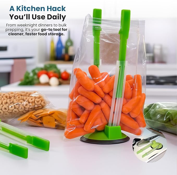 Jokari Adjustable Baggy Rack Stand 2 Pack Hands Free Food Storage Bag | Freezer, Sandwich Bags Clip Stand, No More Spills in the Kitchen, Adjustable to Fit Any Bag Size, Eco-Friendly and Reusable - Image 7