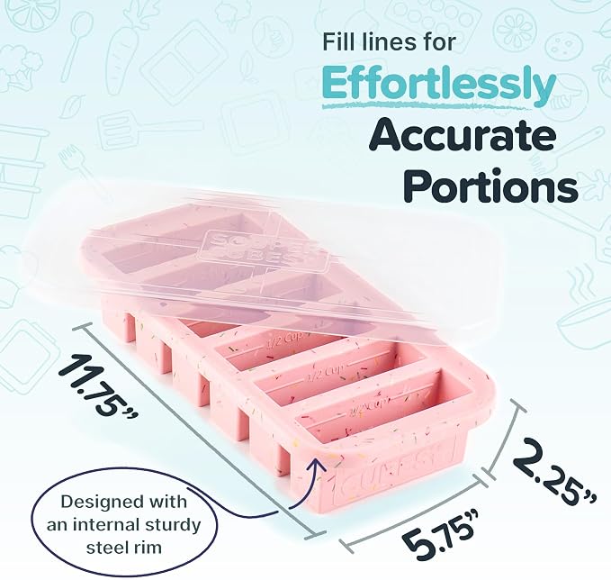 Souper Cubes 1/2 Cup Silicone Freezer Mold with Lid, Cotton Candy, 1-Pack | 100% Platinum-Cured Silicone Freezer Cube, Oven & Microwave Safe, Perfect for Freezing Broth, Sauces, Sides and More - Image 2