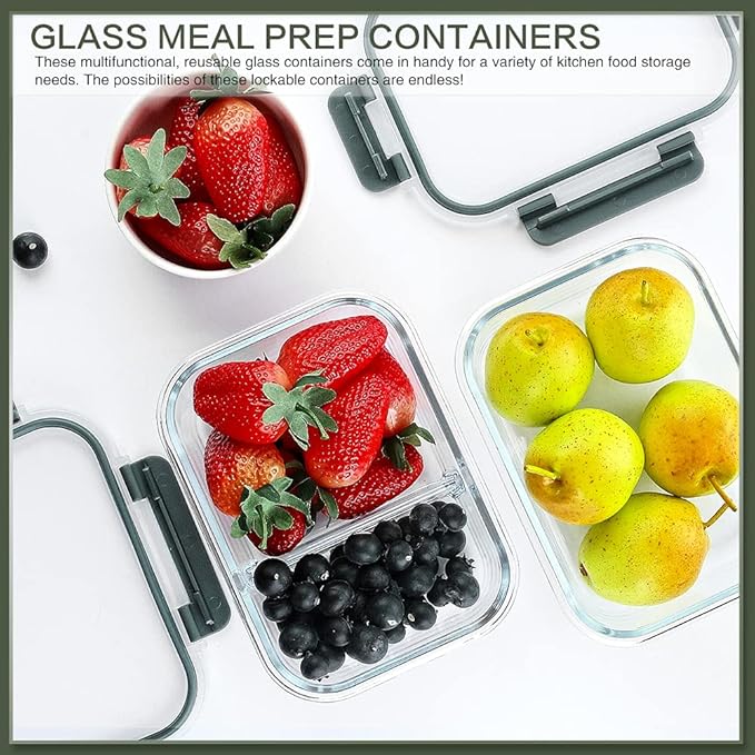 10 Packs 30 oz Glass Meal Prep Containers with Lids | Glass Food Storage Containers with Lids, Airtight Lunch Bento Boxes, Microwave, Freezer and Dishwasher, Gray - Image 6