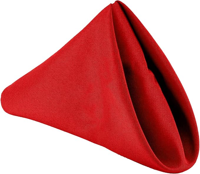 Pack of 50 PCS Cloth Napkins 17x17 inch Washable Polyester Dinner Napkins Soft Table Napkins for Wedding Party Dining Banquet Bistro Decoration - Red - Image 6