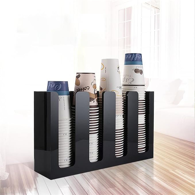 Tirifer Disposable Coffee Cup Dispenser Organizer Paper Cup Lid Sleeve Holder Presentation Storage Coffee Milk Tea Shop Restaurant Accessories Halloween Party Supplies, 4 Compartments - Image 7