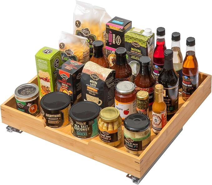 HOLDN’ STORAGE Bamboo Wooden Pull Out Cabinet Organizer 20"W x 21"D | Bamboo Tray and Heavy Gauge Metal Rails, W/Lifetime Limited Warranty, Fits 21.25"W x 21"D Cabinets - Image 9