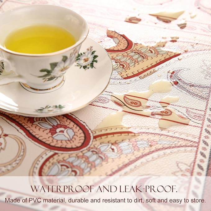 Designer Paisley PVC Placemats Set of 6,Classic Pattern Yelllow Rectangular Placemat, Waterproof and Heat-Resistant Paisley Style, Decoration for Kitchen, Party,Dinning,New Year,12"*17" - Image 9
