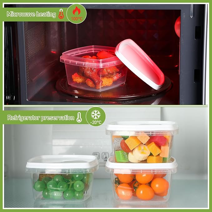 50 Pcs 24 oz Deli Containers With Lids - Stackable Clear Square Food Storage for Freezer, Take Away, and Leakproof Take Out - Image 6