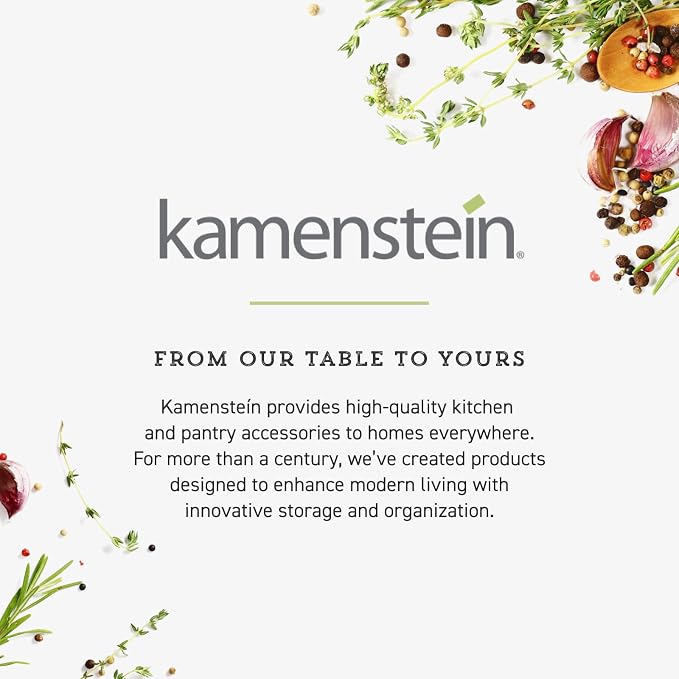 Kamenstein 20 Jar Revolving Countertop Spice Rack with Spices Included, FREE Spice Refills for 5 Years, Polished Stainless Steel with Black Caps, 30020 - Image 8