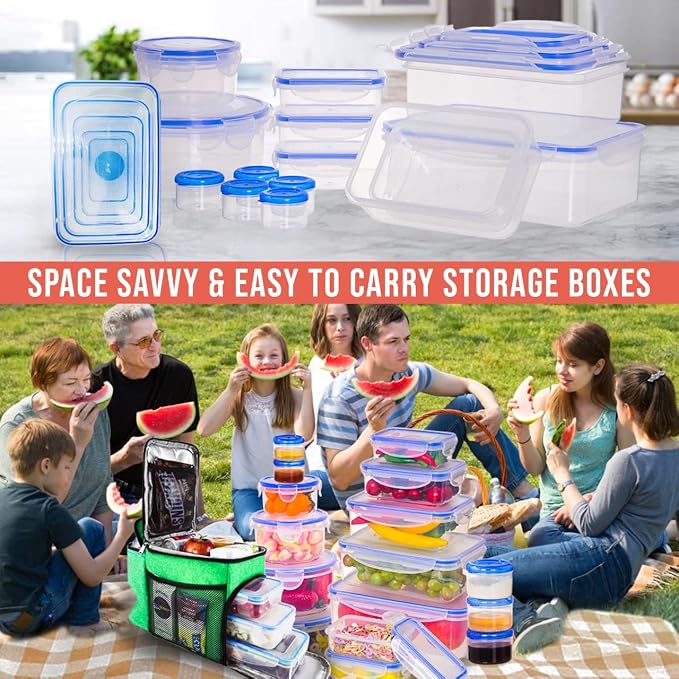 RockBerry 32 Pcs Large Plastic Food storage containers-85 oz to Sauces Box Stackable Kitchen storage bowls sets-BPA Free Leak proof with lids airtight-Microwave freezer safe lunch boxes - Image 6