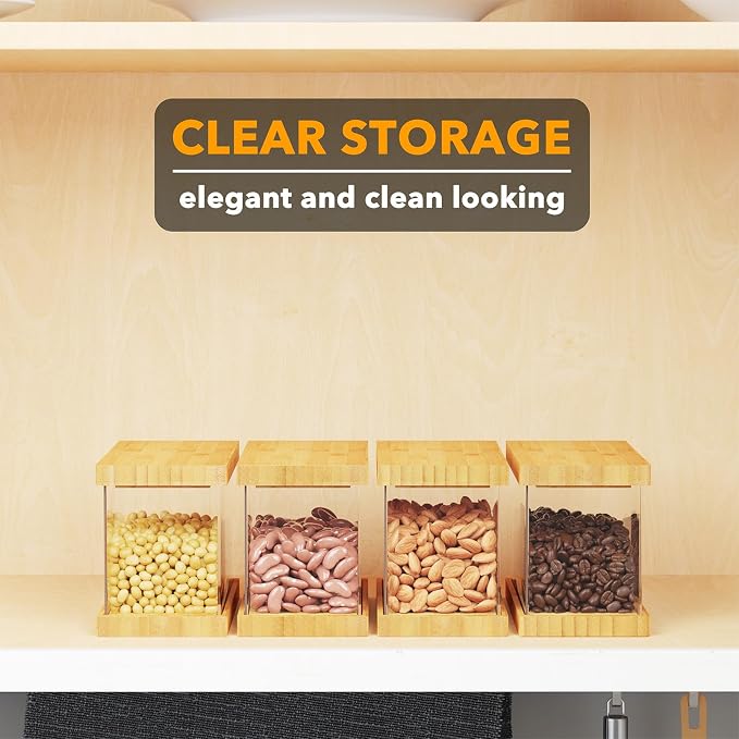 SpaceAid Bamboo Food Storage Container - Airtight Cereal Containers with Lids, Kitchen Cereal Canisters Pantry Organizers and Storage for Rice, Flour, Coffee, Snack, Extra Small 2 Pack - Image 5