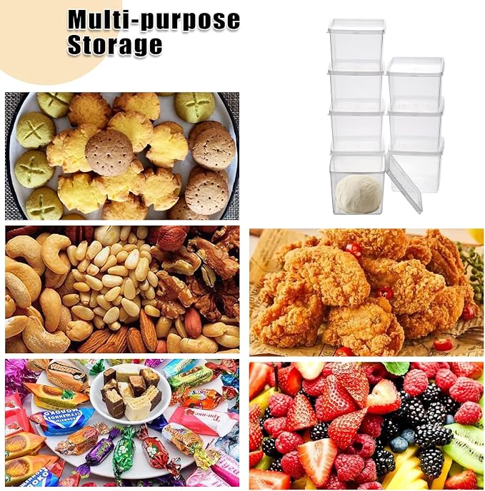 BSTKEY 8 Packs Clear Small Pizza Dough Proofing Box, Stackable Square Dough Proofing Container Reusable Bread Dough Proofing Storage Organizer with Lid Candy Cookie Storage Box - Image 7