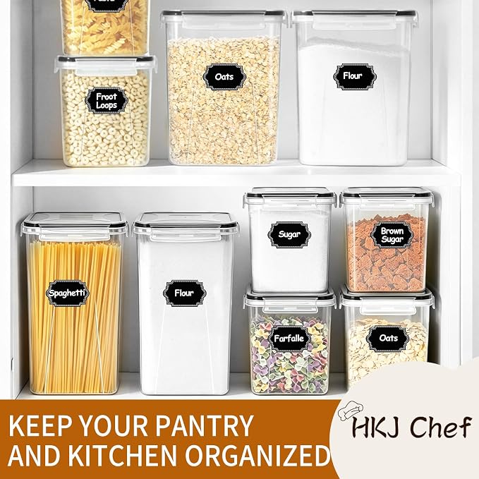Flour Sugar Storage Containers, 10 Pack Large Airtight Food Storage Containers with Lids for Kitchen Pantry Organization and Storage, BPA Free Plastic Canisters Sets for Cereal, Rice and Baking - Image 7