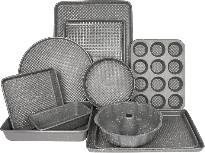 David Burke 9" Fluted Bake Pan – Carbon Steel Bundt Cake Pan – Gray Speckle - Image 6