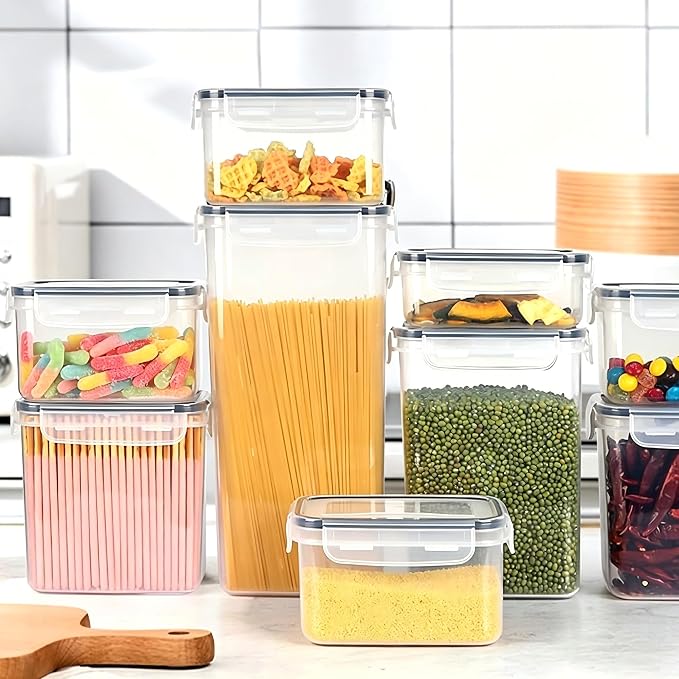 28pcs Airtight Containers, Clear Stackable Dry Food Storage | clear airtight containers with tight lids keep dry food fresh. Safe plastic, stackable for pantry kitchen storage - Image 7