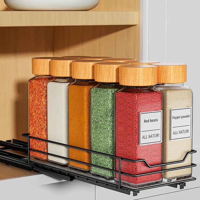RCHYFEED Pull Out Spice Rack Organizer, 1 Tier,4.5" Wx10.5 Dx2.5 H | Heavy Duty Slide Out for Inside Cabinet & Pantry, Kitchen Cabinet Seasoning Organizer,Vertical Spice Racks Storage Spices - Image 9