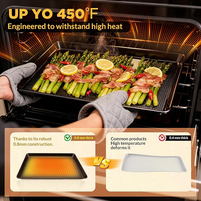 Saker 3-Piece Heavy Duty Carbon Steel Baking Sheets Set Non-Stick | | Cookie Sheets,Oven Safe, Even Heating, for Baking, Roasting, Cooking – Professional Grade (Black) - Image 7