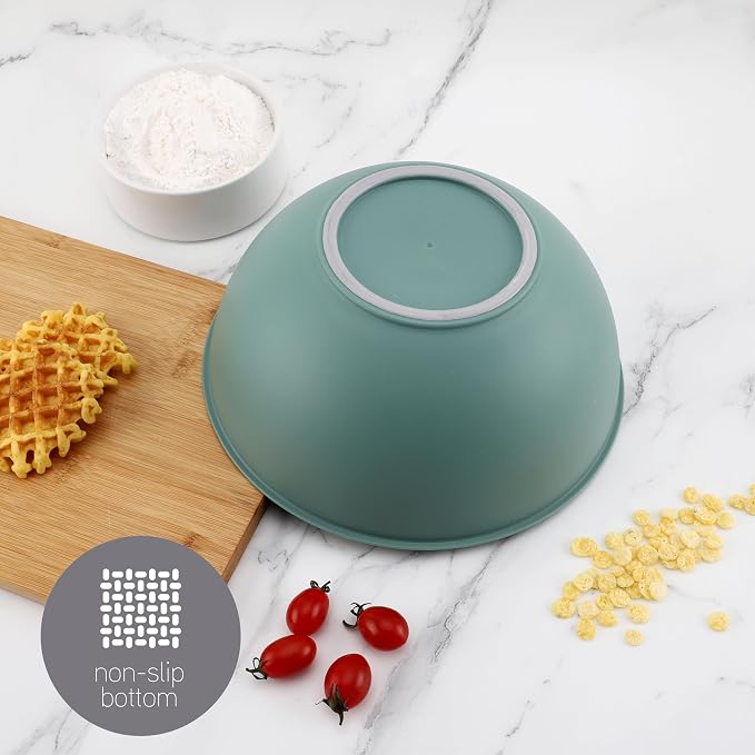 COOK WITH COLOR Mixing Bowls with Lids - 12 Piece Plastic Nesting Bowls Set includes 6 Prep Bowls and 6 Lids, Microwave Safe Mixing Bowl Set, Sage - Image 9