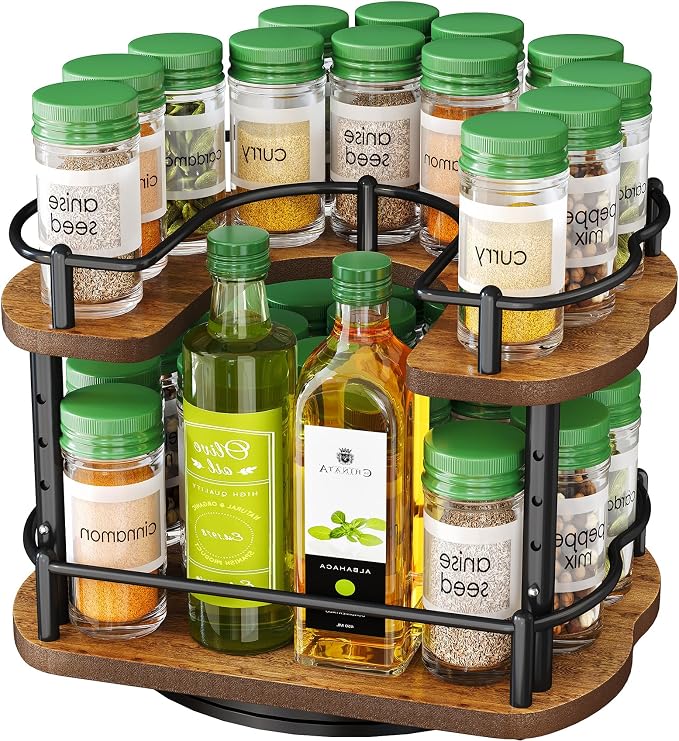 Spice Organization for Cabinet, Lazy Susan Spice Rack, 10 in, Black | Height Adjustable, Rotating Spice Organizer for Countertop, Fits Cabinets Wide> 11 in, Height >10.5 in - Image 9