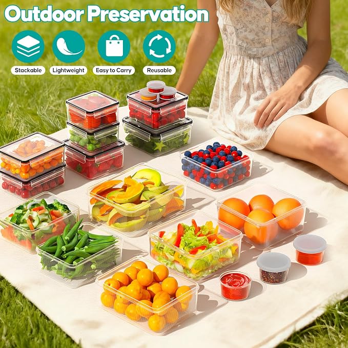 40 Pcs Food Storage Containers with Lids Airtight (20 Lids & 20 Containers)- Reusable Plastic Leakproof Meal-Prep Container for Kitchen Storage Organization Microwave/Dishwasher Safe with Labels & Pen - Image 7