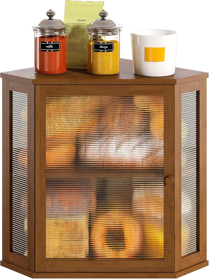 Brown Corner Bread Box, Large Bamboo Bread Box for Kitchen Countertop, 2 Tier Wooden Bread Storage, Solid Bamboo Wood - Image 7