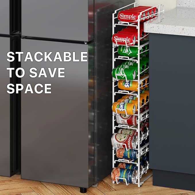 Simple Houseware 4-Pack Soda Can Stackable Rack Dispenser Organizer, White | for Pantry/Refrigerator - Image 7
