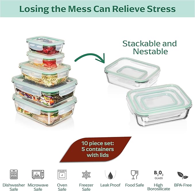 Premium Glass Food Storage Meal Prep Container Combo (13 containers) - Image 8