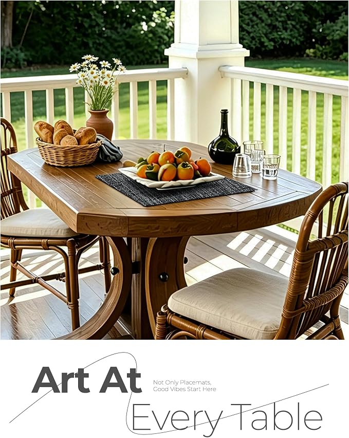Leetaltree Black and Grey Woven Placemats Set of 12 - Heat Resistant Non-Slip Place mats for Dining Table, Washable Durable PVC Vinyl Woven Table Mats(Black & Grey, 12) - Image 9